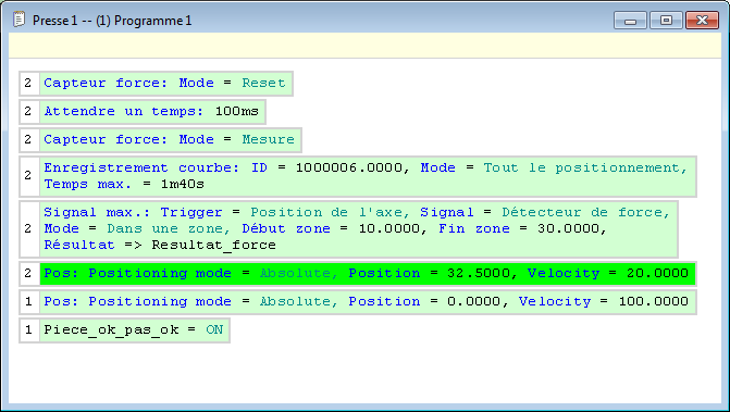 Visualisation avancement programme