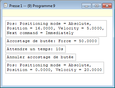 Accostage butee programme