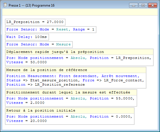 Exemple d'utilisation mesure position