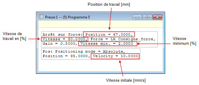 Programmation arret sur force 2