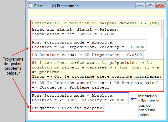 Programmation arrêt sur signal 2