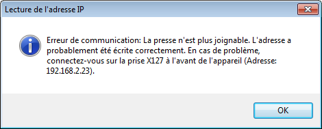 Erreur changement IP