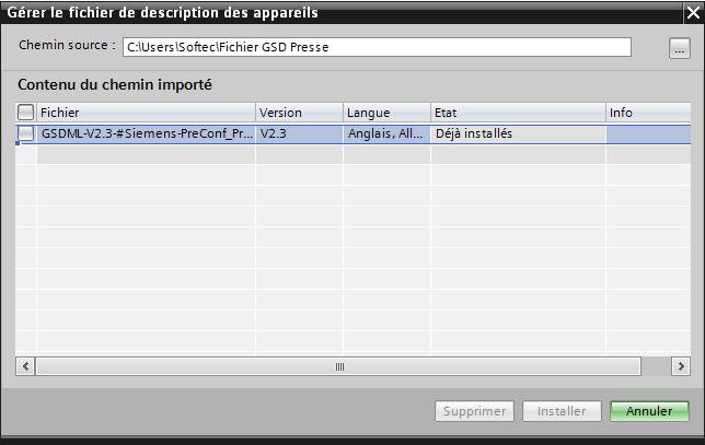 Installer un fichier GSD